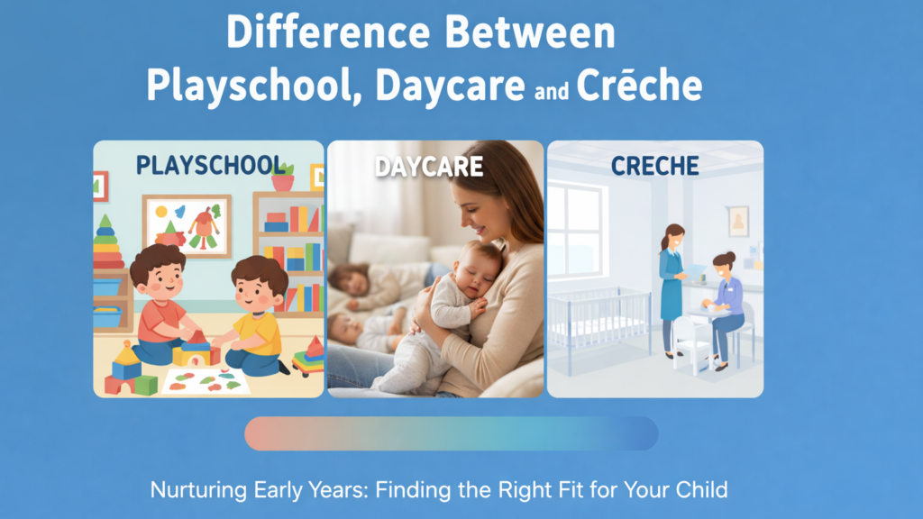Difference Between Playschool, Daycare and Creche | Difference Between Playschool and daycare