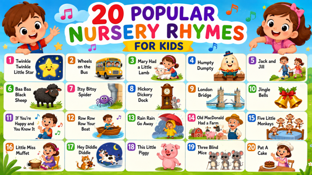 20 Popular Nursery Rhymes for Kids